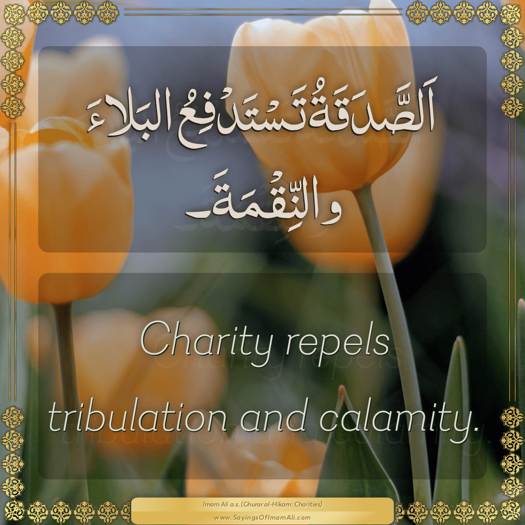 Charity repels tribulation and calamity.